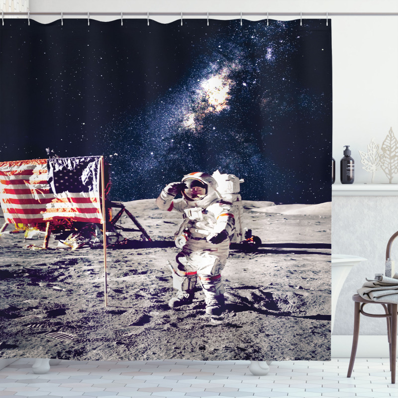 Moon Astronaut Space Shower Curtain