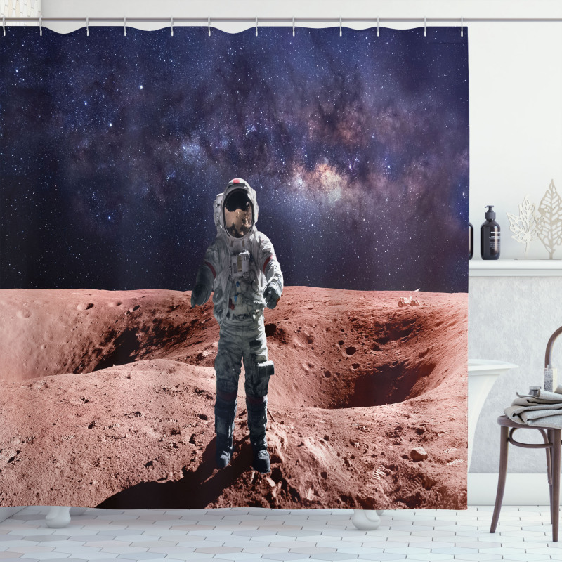 Spacewalk on Mars Outer Shower Curtain