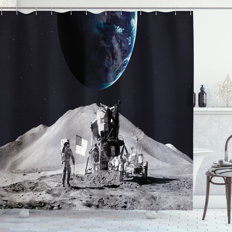 Moon Outer Space Shower Curtain