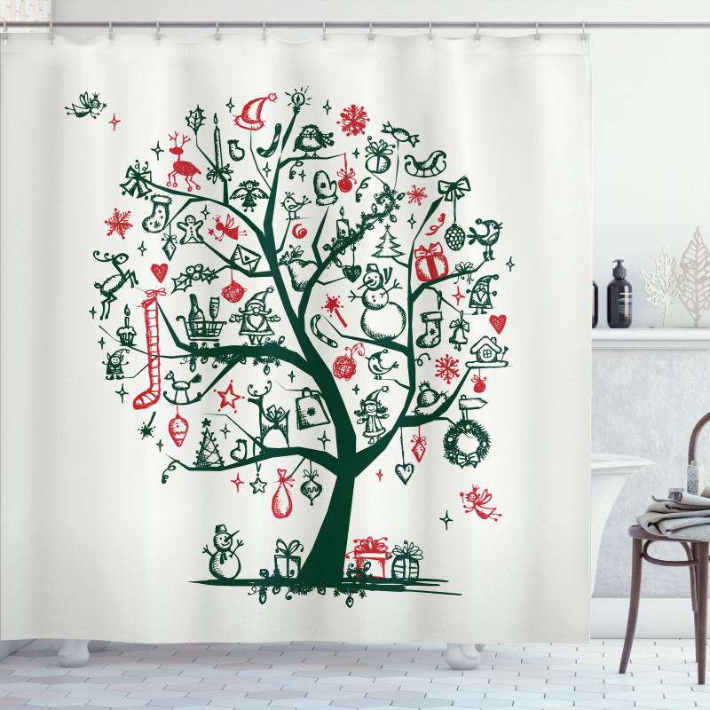 Tree Ornaments Gifts Shower Curtain