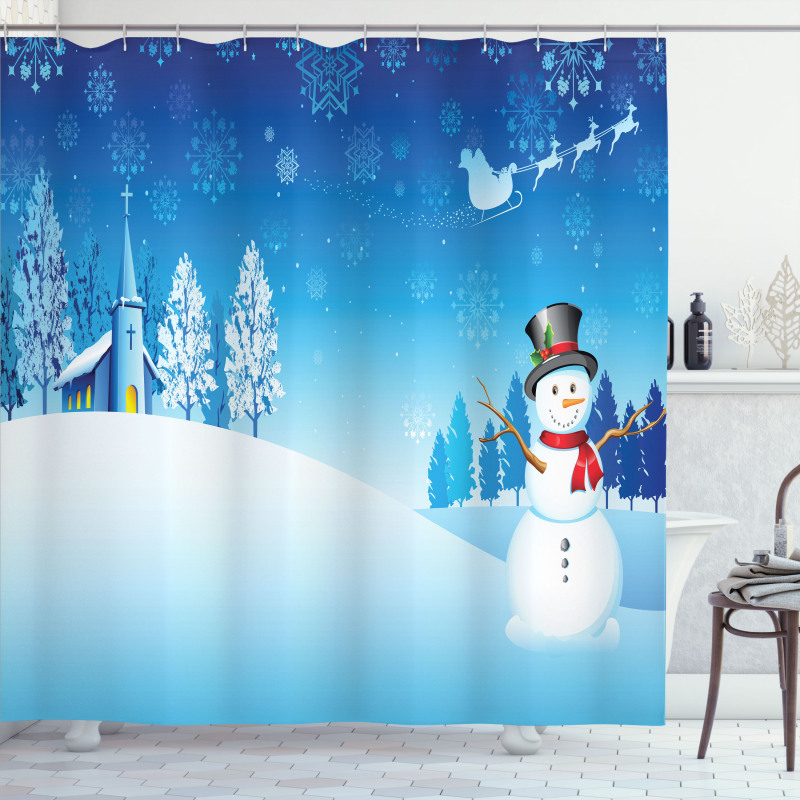 Snowman Winter Stars Shower Curtain