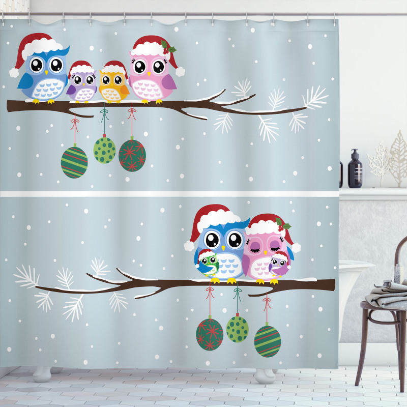 Christmas Family on Tree Shower Curtain