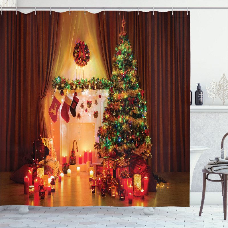 Tree Festive Presents Shower Curtain