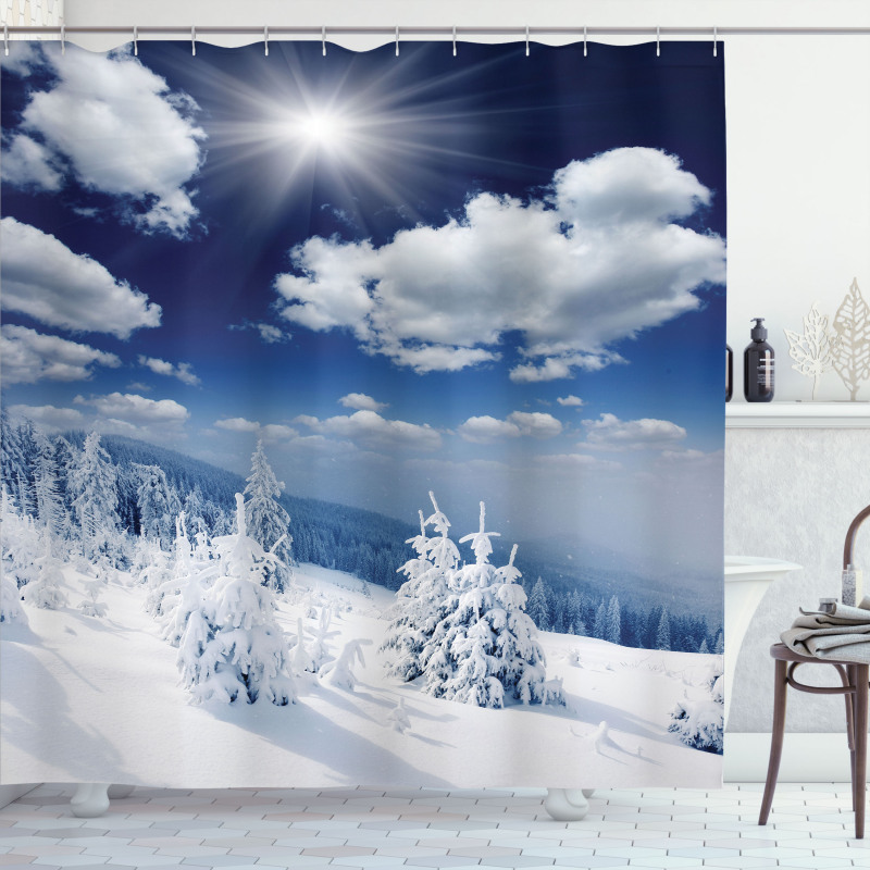 Snow Covered Trees Shower Curtain