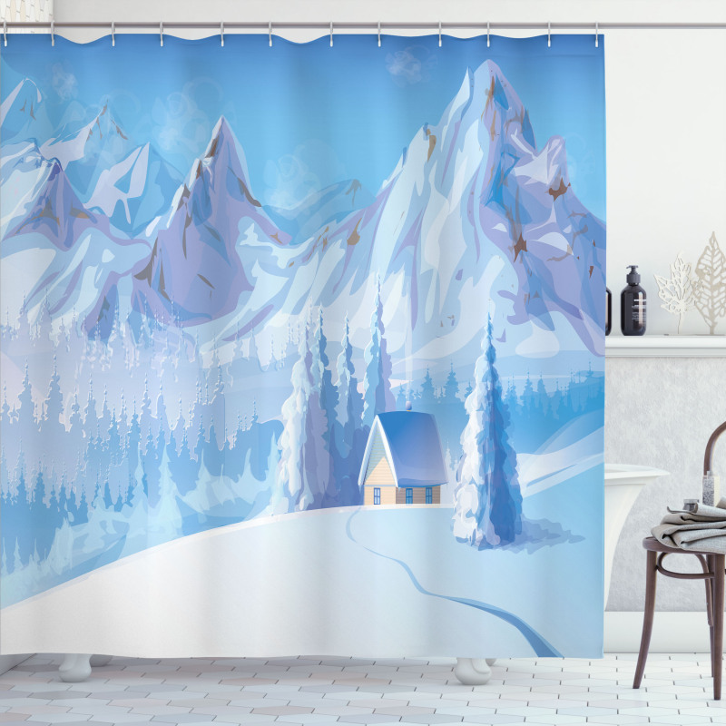 Little House Mountains Shower Curtain