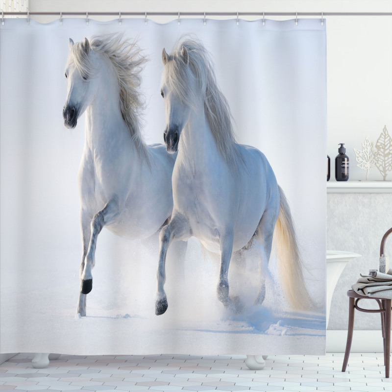 Wintertime Horse Animal Shower Curtain