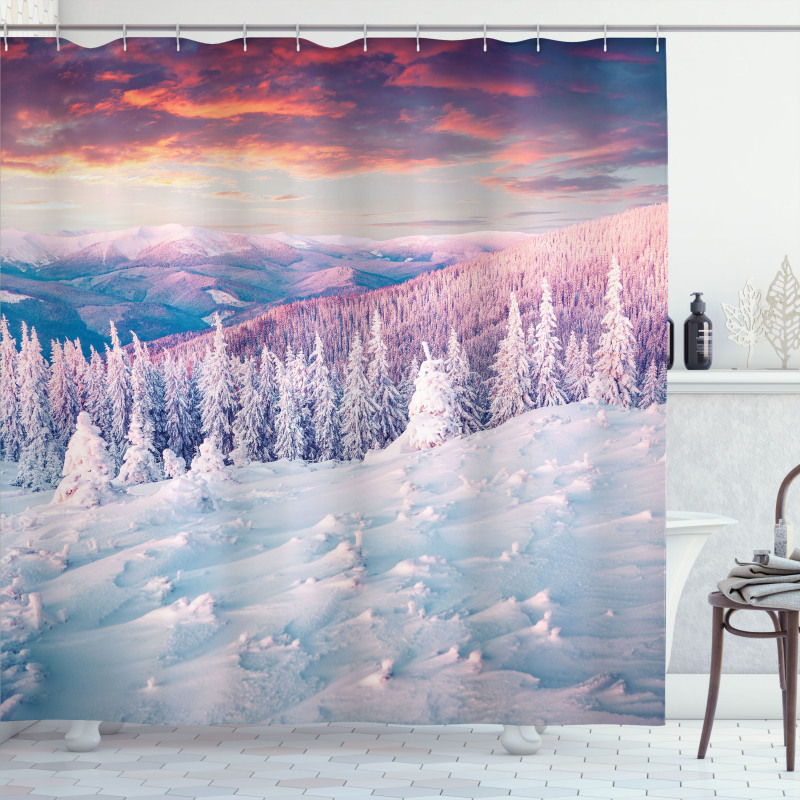 European Snowy Mountain Shower Curtain