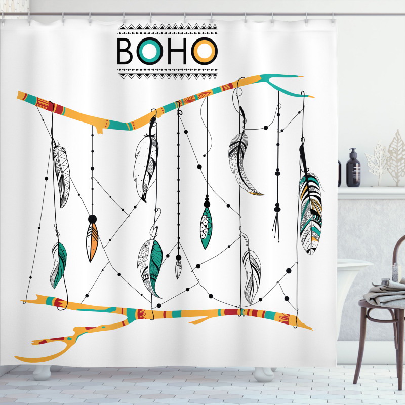 Retro Feathers Shower Curtain