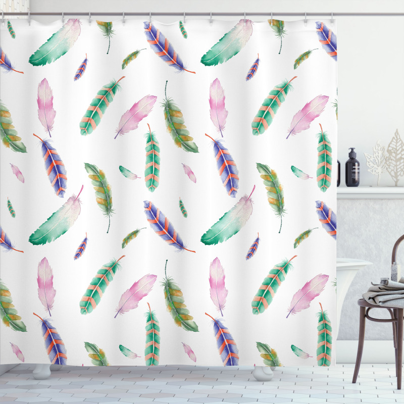 Pastel Colored Feathers Shower Curtain