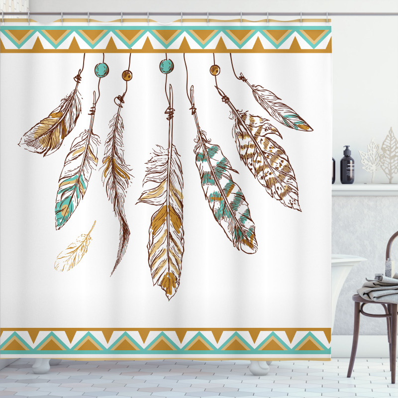 Boho Style Feather Old Shower Curtain