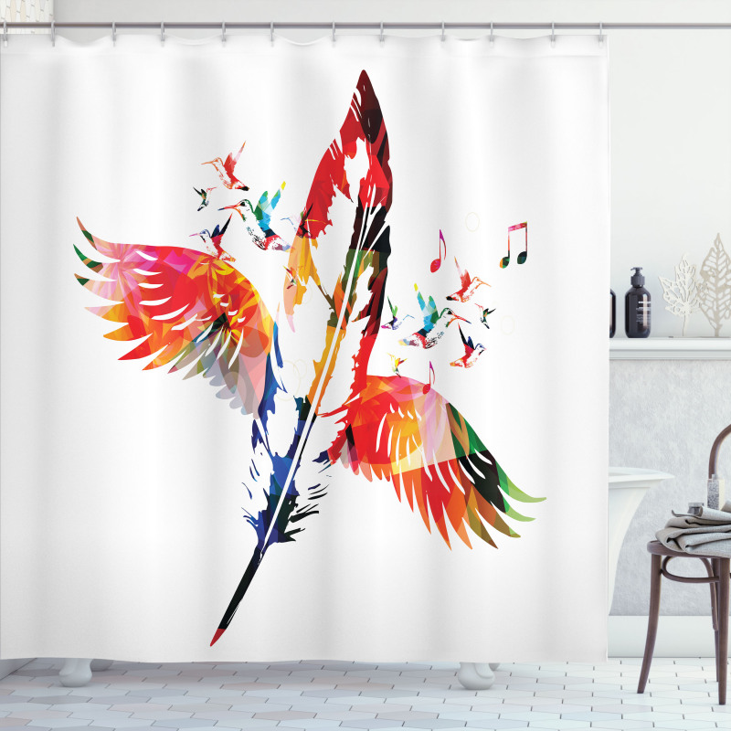 Feather with Wings Birds Shower Curtain