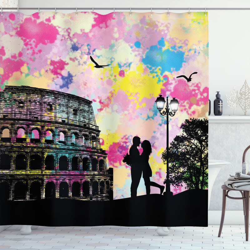 Couple  in Love at Colosseum Shower Curtain