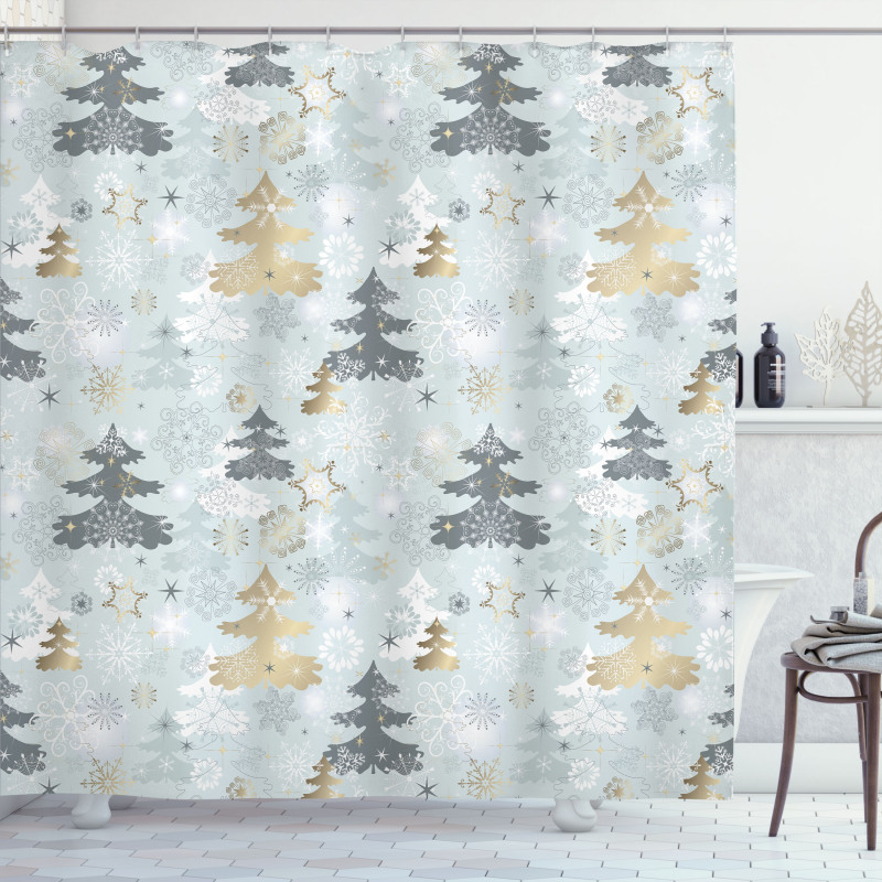 Retro Soft Pine Tree Shower Curtain
