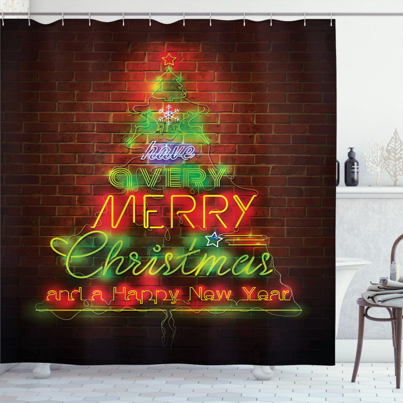 Happy New Year Neon Shower Curtain