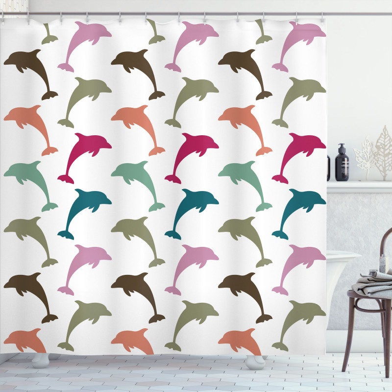 Colorful Dolphins Art Shower Curtain