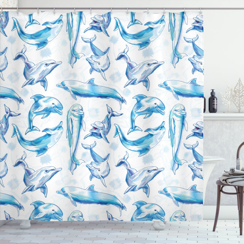 Sketch of Dolphins Shower Curtain