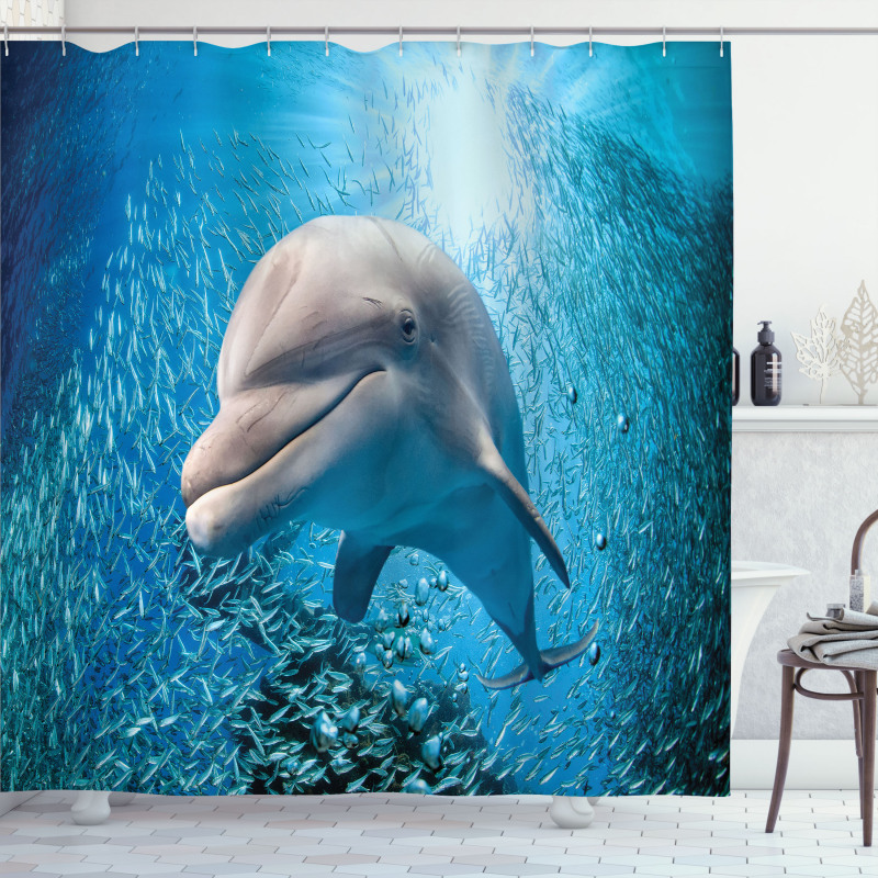 Dolphin in Ocean Marine Shower Curtain