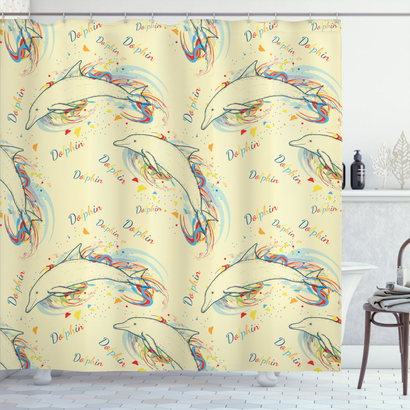Swimming Dolphins Shower Curtain