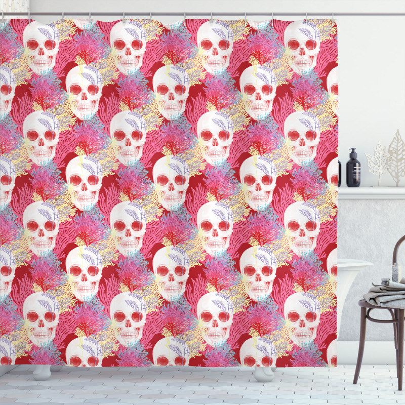 Skull and Corals Shower Curtain