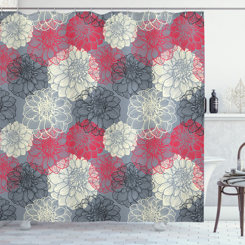 Hand Drawn Floral Art Shower Curtain