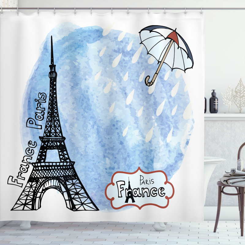 Watercolor Paris Shower Curtain