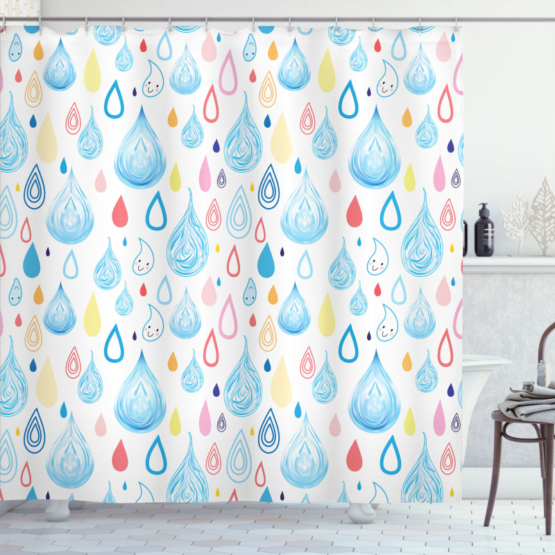 Funny Raindrop Autumn Shower Curtain