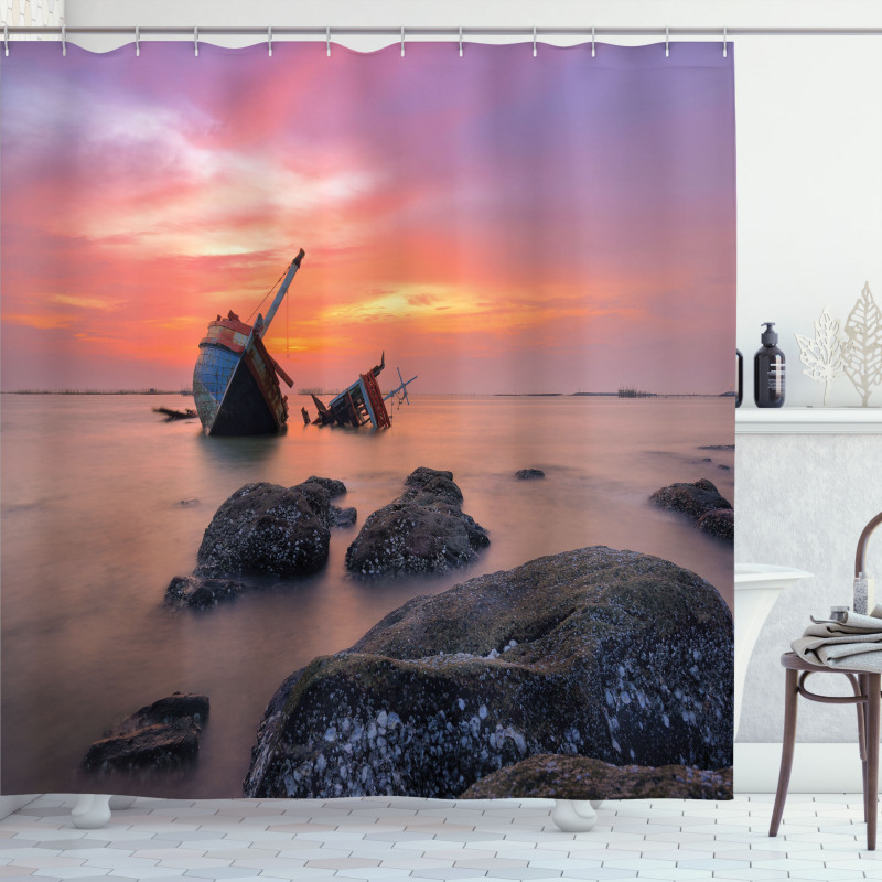 Foggy Water Sunset Shower Curtain