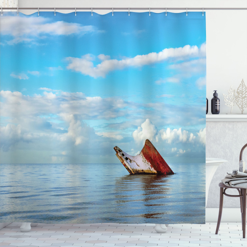 Ship Wreck Landscape Shower Curtain