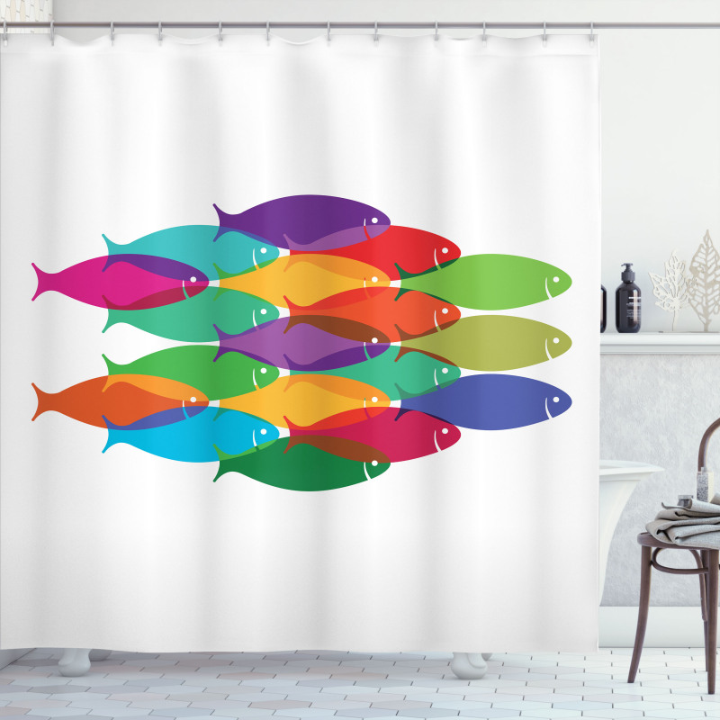 Colorful Shoal Artwork Shower Curtain