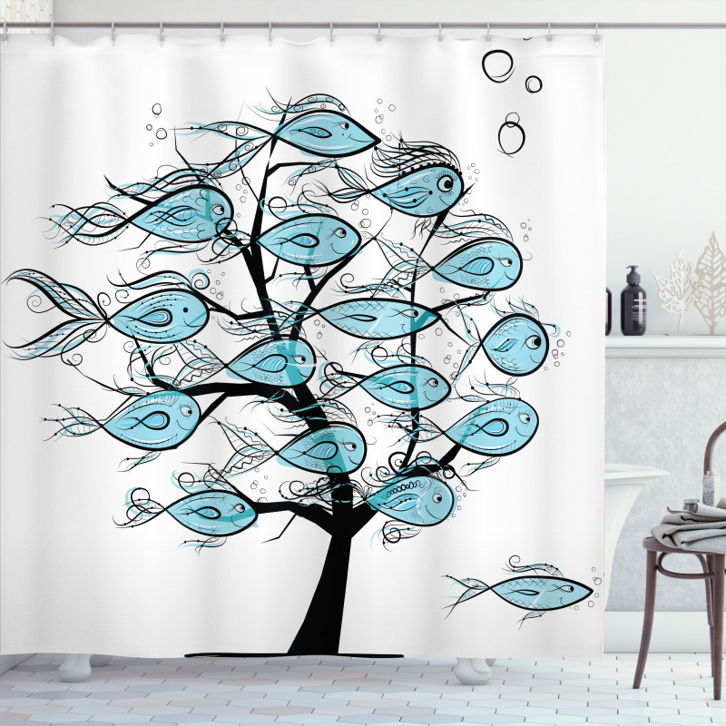 Sea Animals on Tree Theme Shower Curtain