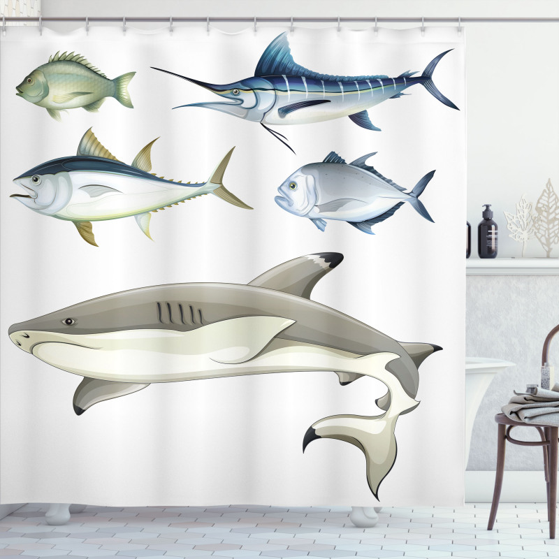 Collage of Aquatic Animal Shower Curtain