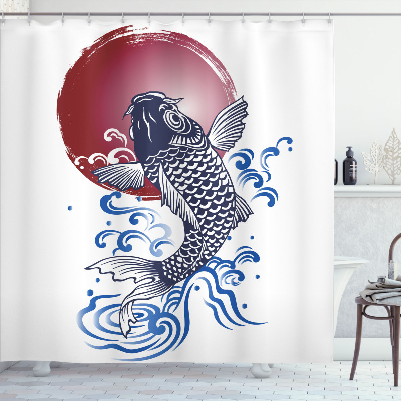 Carp on Flag Shower Curtain