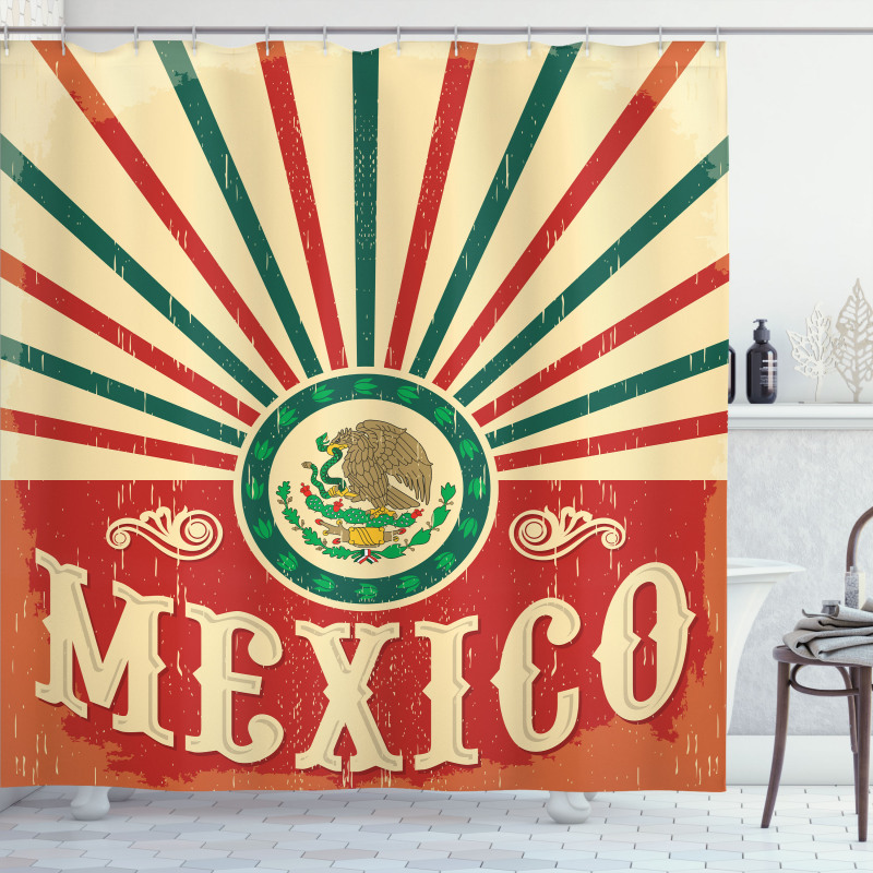 Vintage Poster Effect Shower Curtain