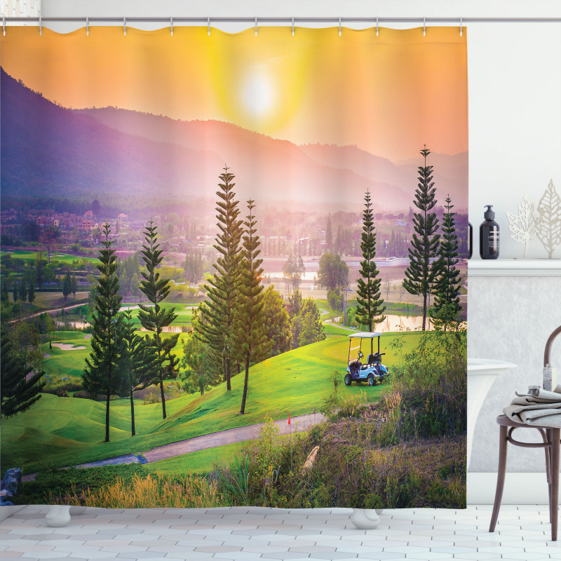 Golf Spring Sunset Shower Curtain