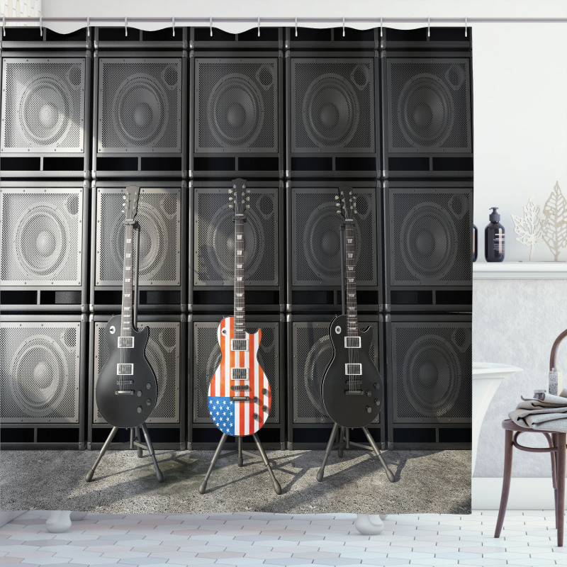 Digital Rock Guitar Shower Curtain