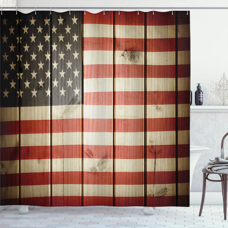 Wood Design Flag Shower Curtain