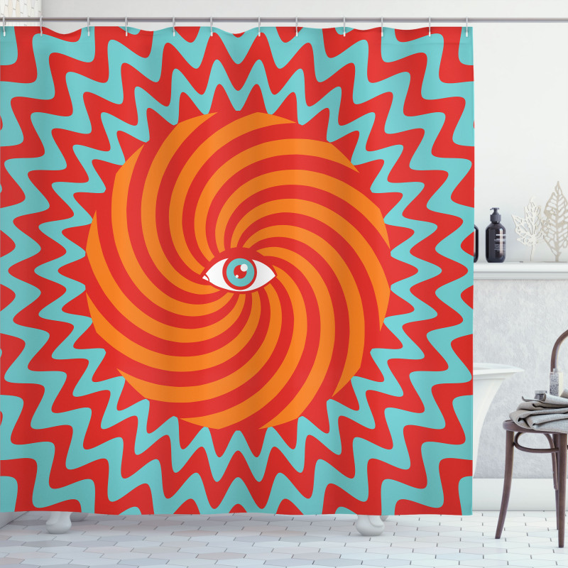 Circles Spiral Lines Shower Curtain