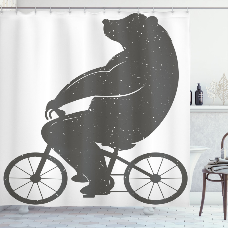 Bike Humor Hipster Bear Shower Curtain
