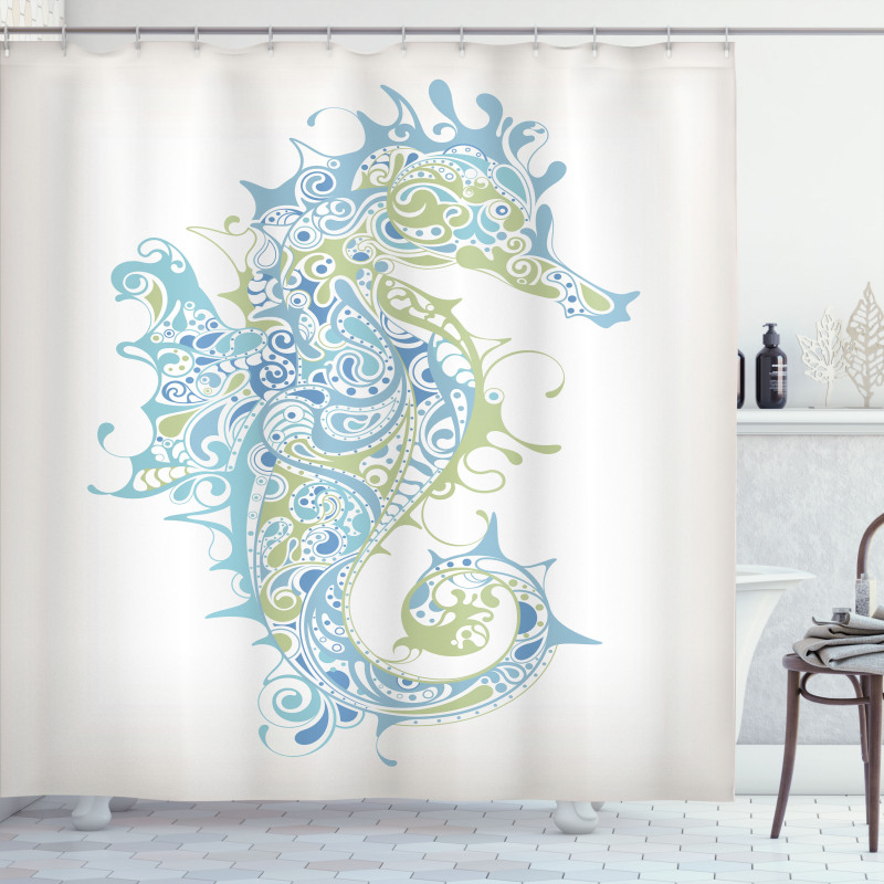 Greek Seahorse Mythological Shower Curtain