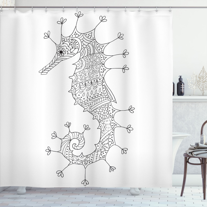 Seahorse Heraldic Art Shower Curtain