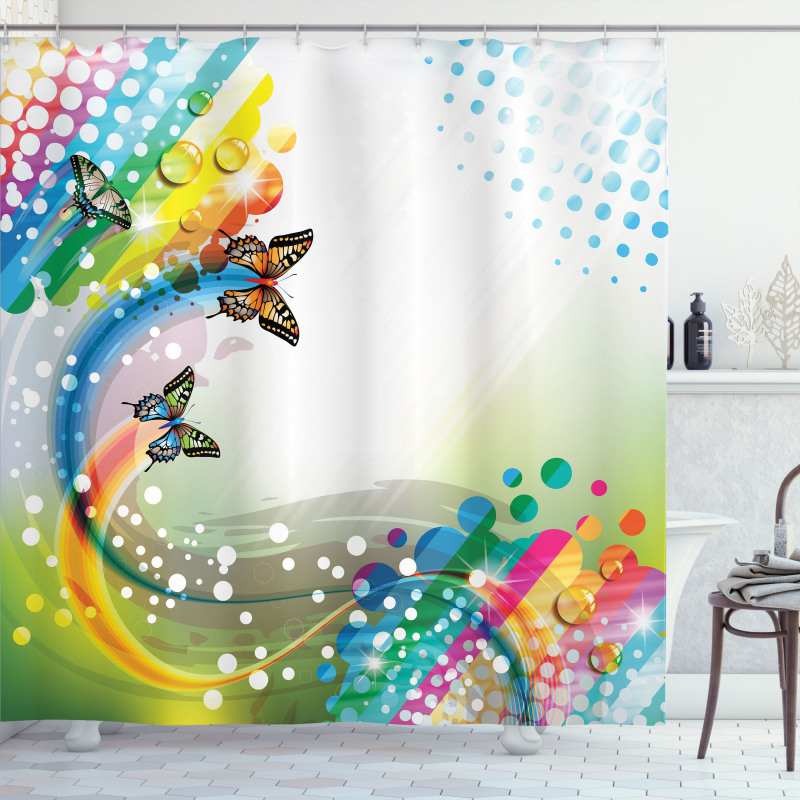 Flying Color Butterfly Shower Curtain