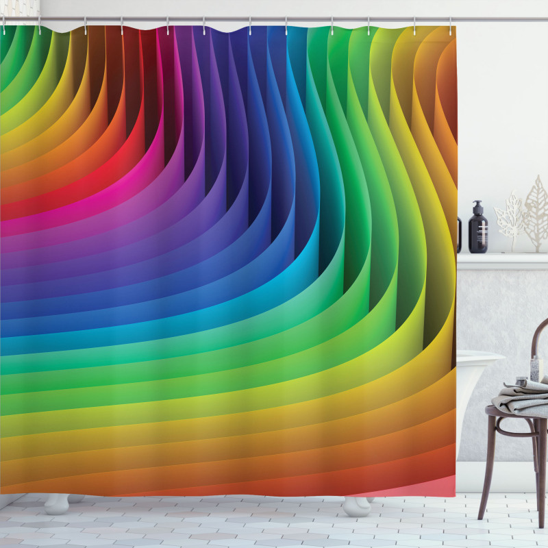 Color Wave Curls Art Shower Curtain