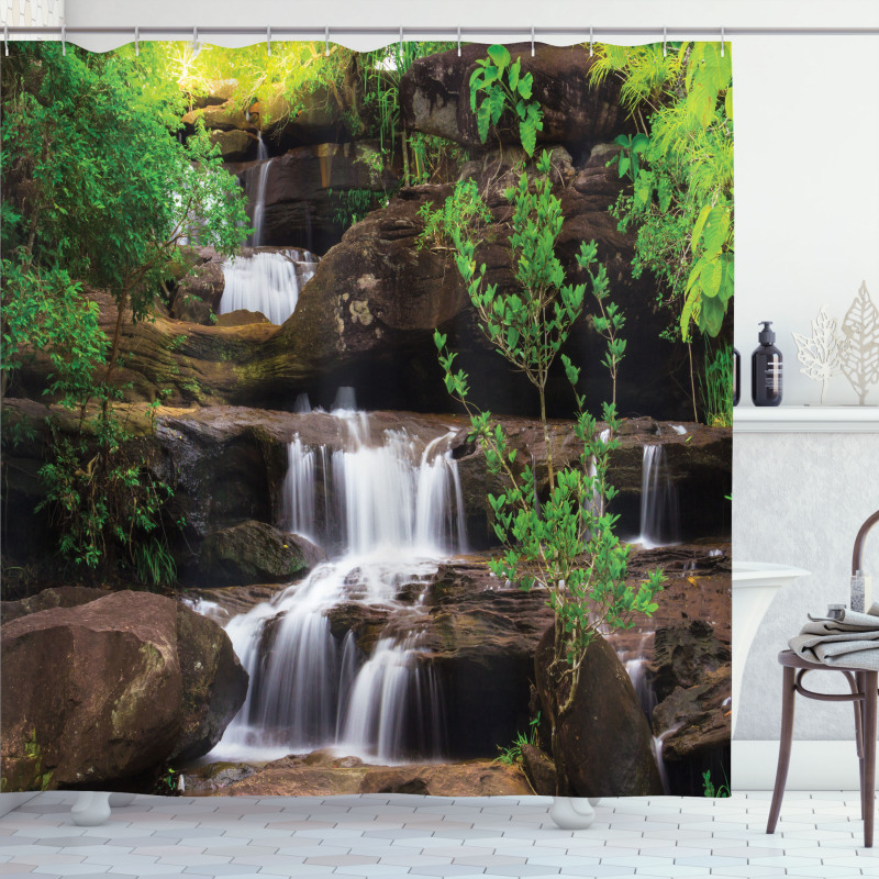Rock Stair in Waterfall Shower Curtain