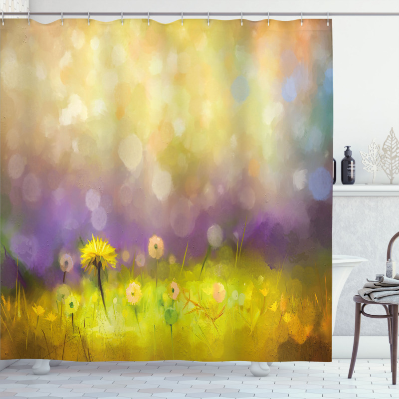 Yellow Dandelion Field Shower Curtain