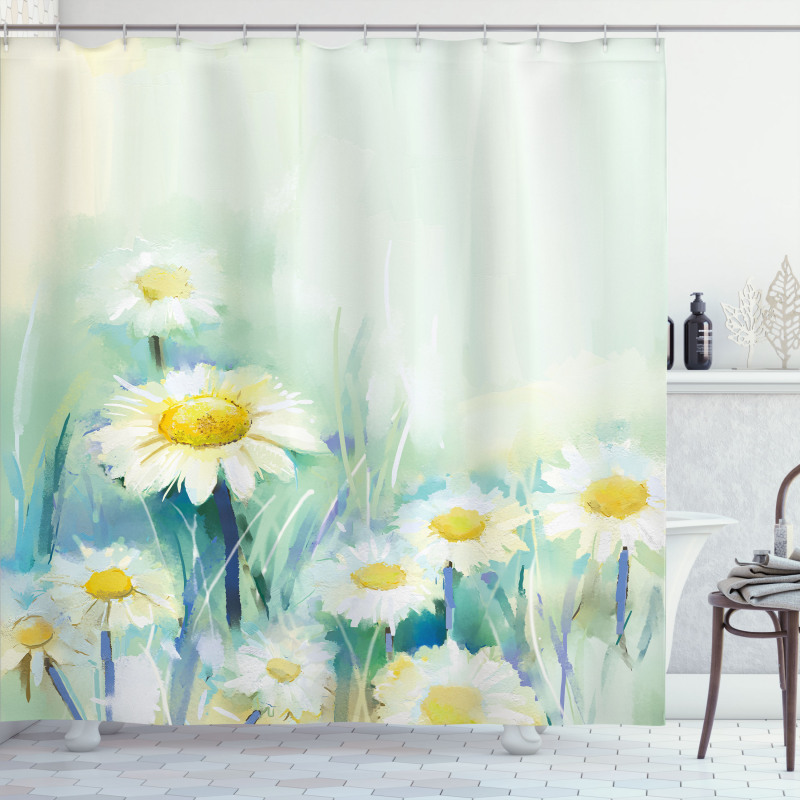 Daisy Flower Field Art Shower Curtain