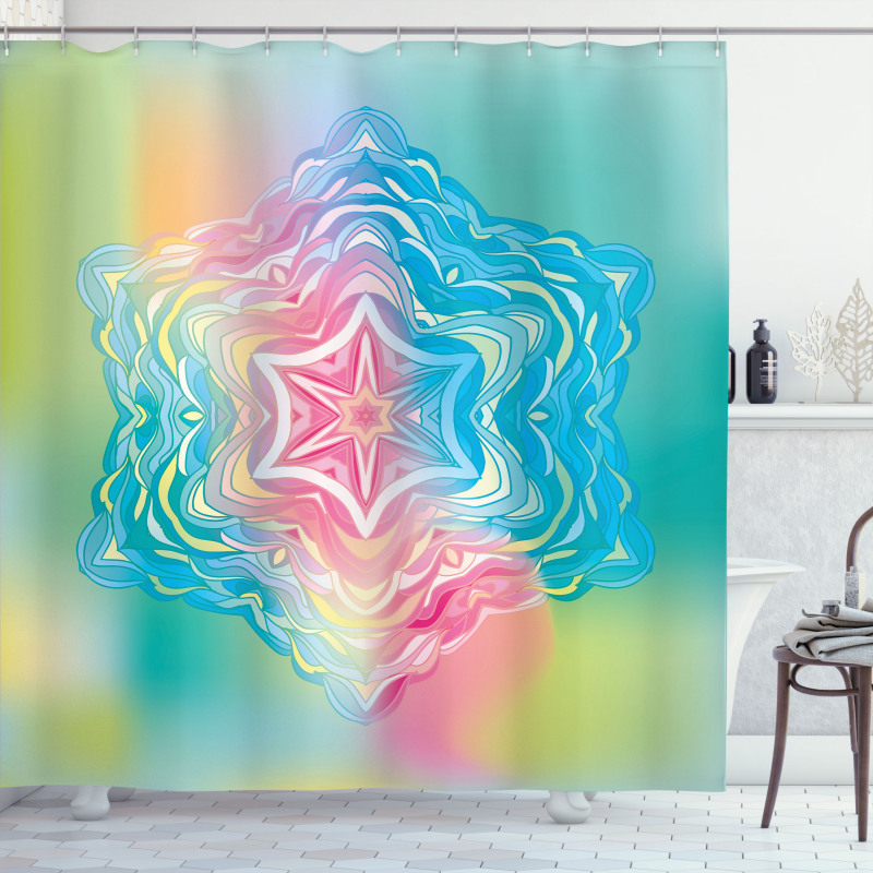 Flower Mandala Rainbow Shower Curtain
