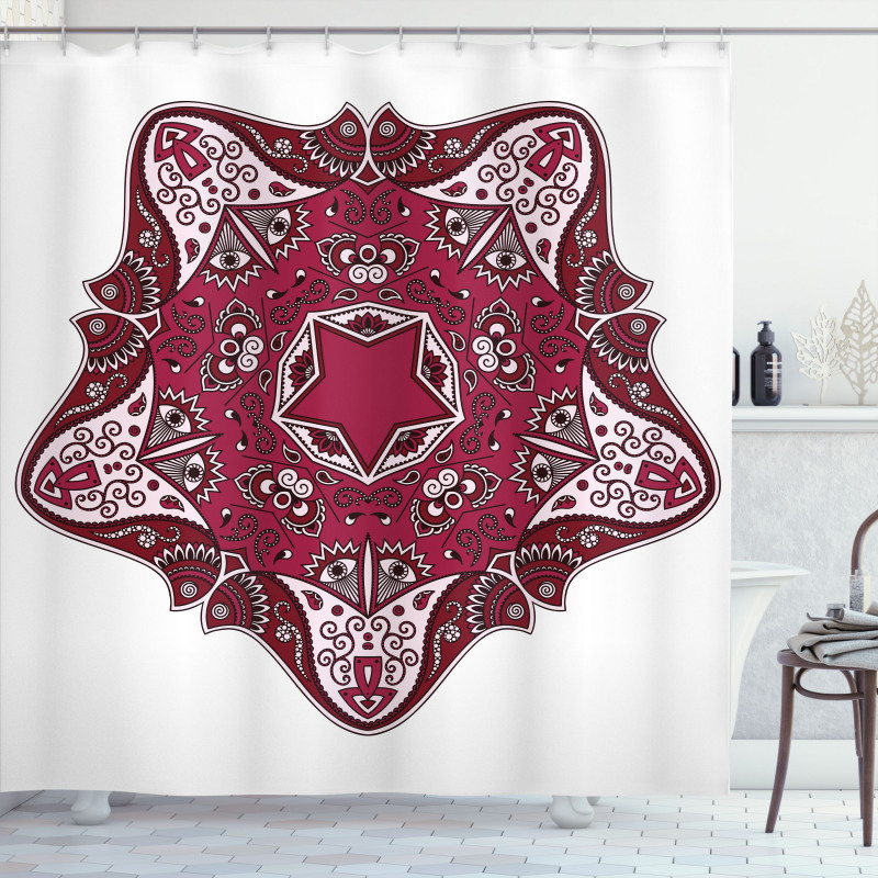 Maroon Mandala Asian Shower Curtain