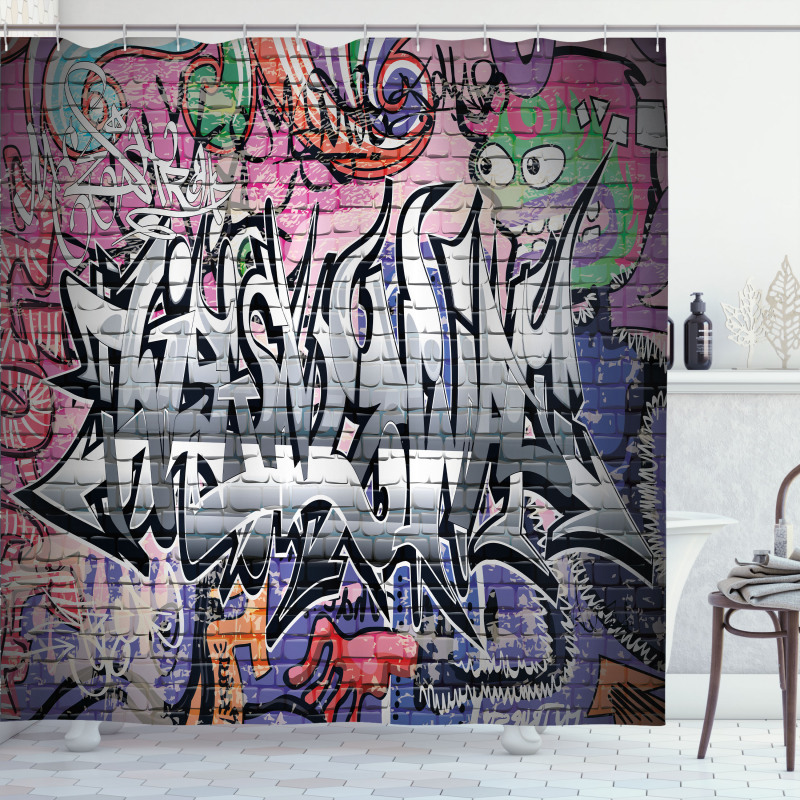 Graffiti Grunge Wall Art Shower Curtain