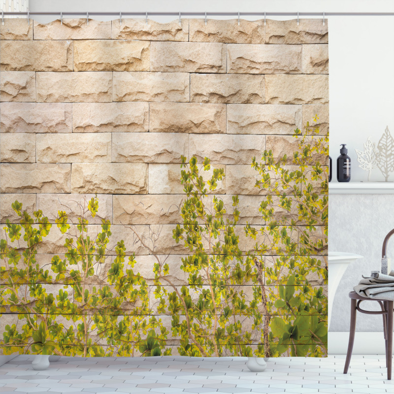 Brick Wall with Leaf Shower Curtain