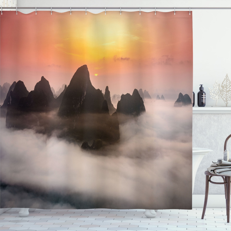 Mist Clouds Mountain Shower Curtain